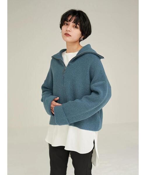 Editt by YECCA VECCA(エディットバイイェッカヴェッカ)の「セーラーカラーZIPニット*(カーディガン/ボレロ・レディース・グレー/カーキ/イエロー/ブルー・FREE)」の12枚目の写真