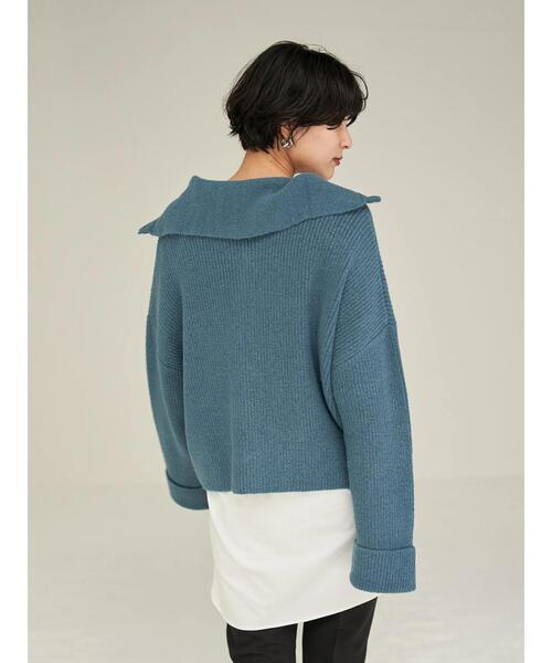 Editt by YECCA VECCA(エディットバイイェッカヴェッカ)の「セーラーカラーZIPニット*(カーディガン/ボレロ・レディース・グレー/カーキ/イエロー/ブルー・FREE)」の6枚目の写真