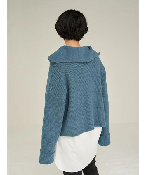 Editt by YECCA VECCA(エディットバイイェッカヴェッカ)の「セーラーカラーZIPニット*(カーディガン/ボレロ・レディース・グレー/カーキ/イエロー/ブルー・FREE)」の10枚目の写真