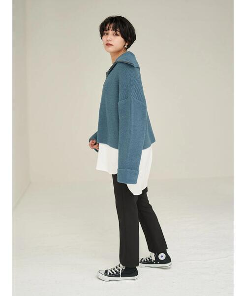 Editt by YECCA VECCA(エディットバイイェッカヴェッカ)の「セーラーカラーZIPニット*(カーディガン/ボレロ・レディース・グレー/カーキ/イエロー/ブルー・FREE)」の18枚目の写真