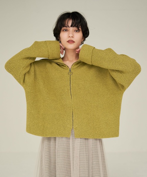 Editt by YECCA VECCA(エディットバイイェッカヴェッカ)の「セーラーカラーZIPニット*(カーディガン/ボレロ・レディース・グレー/カーキ/イエロー/ブルー・FREE)」の4枚目の写真