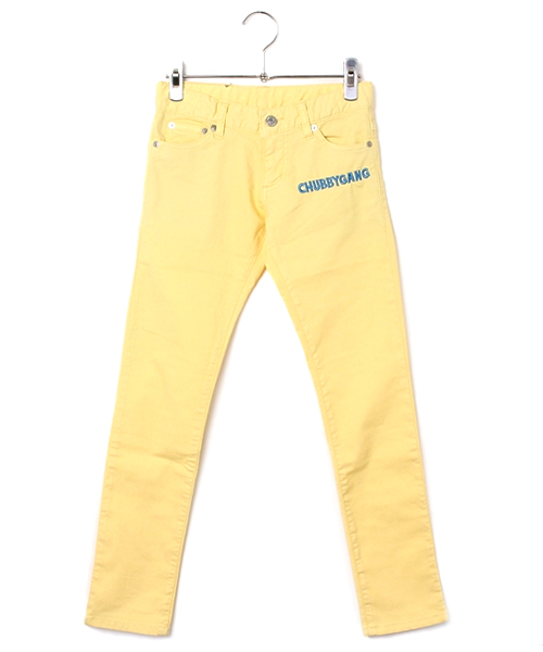 CHUBBYGANG（チャビーギャング）の「ロゴ刺繍　ストレッチツイルカラーパンツ（その他パンツ・キッズ・イエロー/ピンク/ホワイト/エメラルド・150/160/140）」の4枚目の写真