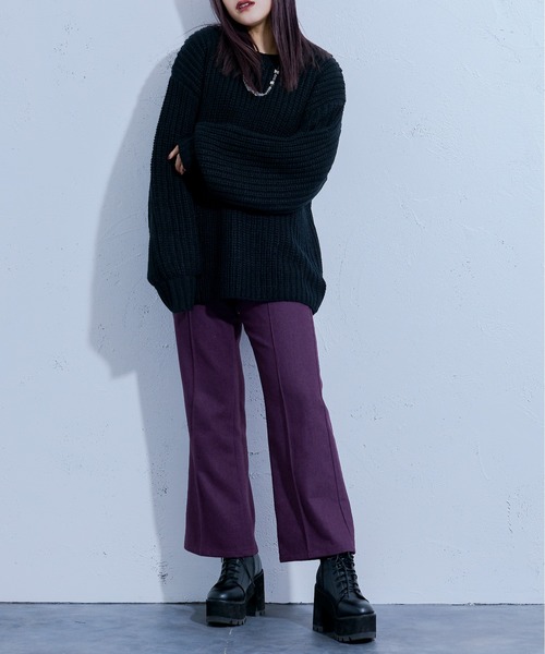 Ellno Loset（エルノロゼット）の「ロービングヤーンボリュームニット（ニット/セーター・メンズ・ブラック/ダークパープル・MEDIUM/LARGE）」の7枚目の写真