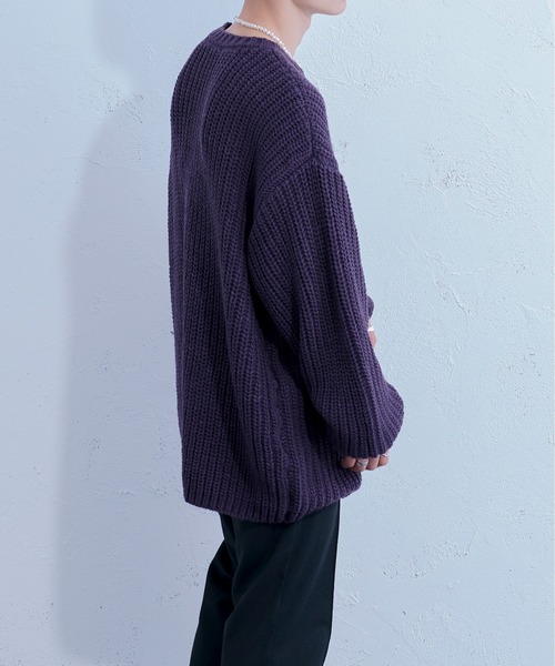 Ellno Loset（エルノロゼット）の「ロービングヤーンボリュームニット（ニット/セーター・メンズ・ブラック/ダークパープル・MEDIUM/LARGE）」の9枚目の写真