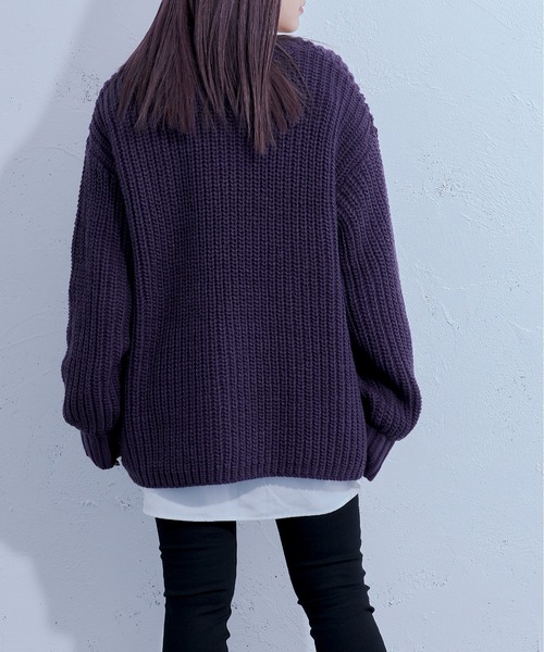 Ellno Loset（エルノロゼット）の「ロービングヤーンボリュームニット（ニット/セーター・メンズ・ブラック/ダークパープル・MEDIUM/LARGE）」の15枚目の写真