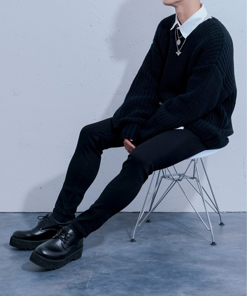 Ellno Loset（エルノロゼット）の「ロービングヤーンボリュームニット（ニット/セーター・メンズ・ブラック/ダークパープル・MEDIUM/LARGE）」の18枚目の写真