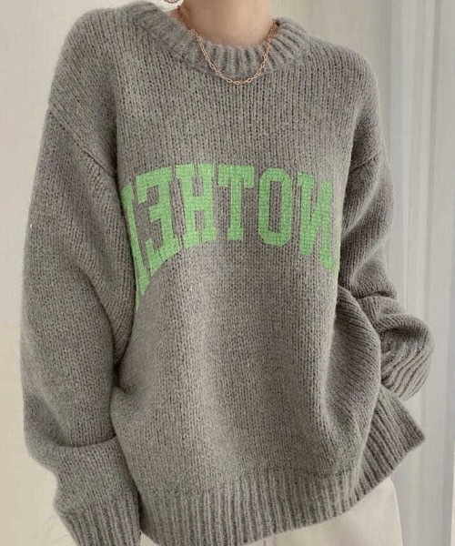 sakishimatokyo（サキシマトーキョー）の「カラーロゴニット（ニット/セーター・レディース・アイボリー/グレー/ベージュ/グリーン/ピンク・FREE）」の2枚目の写真