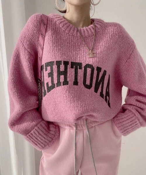 sakishimatokyo（サキシマトーキョー）の「カラーロゴニット（ニット/セーター・レディース・アイボリー/グレー/ベージュ/グリーン/ピンク・FREE）」の5枚目の写真