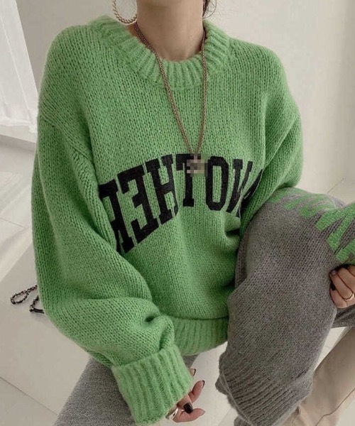 sakishimatokyo（サキシマトーキョー）の「カラーロゴニット（ニット/セーター・レディース・アイボリー/グレー/ベージュ/グリーン/ピンク・FREE）」の6枚目の写真