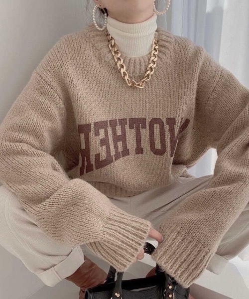 sakishimatokyo（サキシマトーキョー）の「カラーロゴニット（ニット/セーター・レディース・アイボリー/グレー/ベージュ/グリーン/ピンク・FREE）」の7枚目の写真