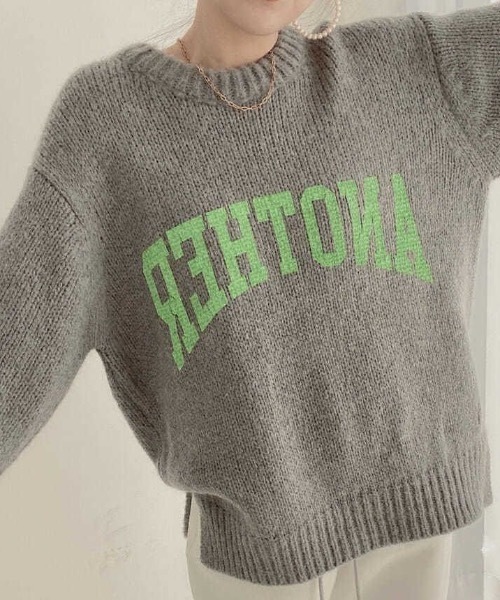 sakishimatokyo（サキシマトーキョー）の「カラーロゴニット（ニット/セーター・レディース・アイボリー/グレー/ベージュ/グリーン/ピンク・FREE）」の8枚目の写真