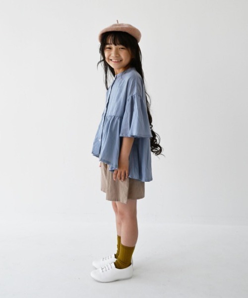 NHT（エヌエイチティー）の「エヌエイチティー フレアーチュニック（シャツ/ブラウス・キッズ・ベージュ/ピンク/ブルーグレー・150cm/140cm/130cm/110cm/120cm）」の10枚目の写真
