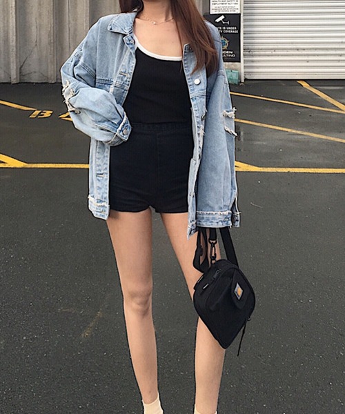 meJane(ミージェーン)の「コットンデニム ダメージ加工Gジャン(デニムジャケット・レディース・ブルー・FREE)」の5枚目の写真