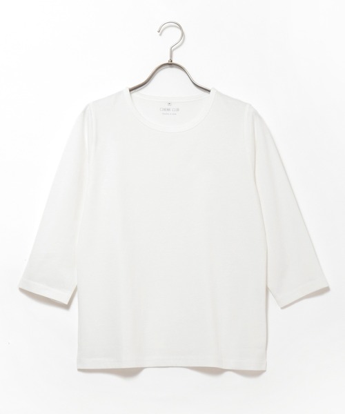 Honeys（ハニーズ）の「７分袖オーガニックＴ（Tシャツ/カットソー・レディース・杢グレー/パープル/ライトグリーン/ネイビー/スミクロ/ブラック/サックスブルー/オフホワイト・L/S/LL/M）」の21枚目の写真