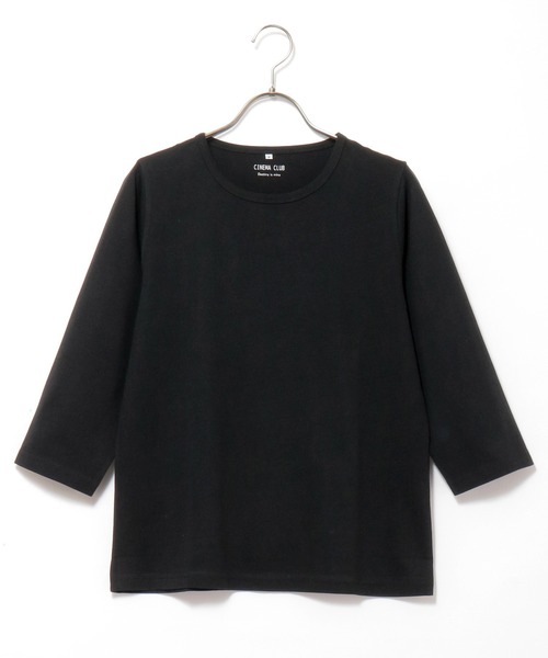 Honeys（ハニーズ）の「７分袖オーガニックＴ（Tシャツ/カットソー・レディース・杢グレー/パープル/ライトグリーン/ネイビー/スミクロ/ブラック/サックスブルー/オフホワイト・L/S/LL/M）」の22枚目の写真