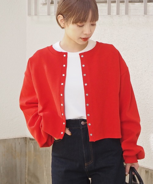 テレコ2wayスナップショートカーディガン
