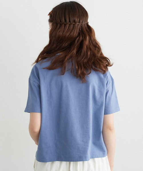 chambre de charme(シャンブルドゥシャーム)の「cdc 30コーマ天竺 かだんのお花ビーズT(Tシャツ/カットソー・レディース・ブルー/キナリ・FREE)」の7枚目の写真