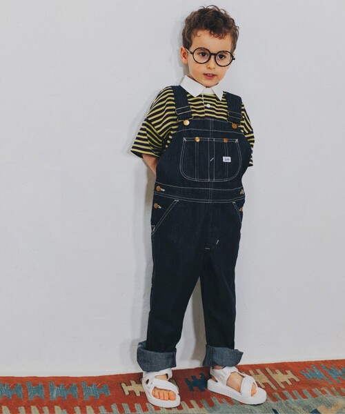 Lee(リー)の「◆【110】LEE OVERALLS(つなぎ/オールインワン・キッズ・ネイビー/オフホワイト・11)」の4枚目の写真