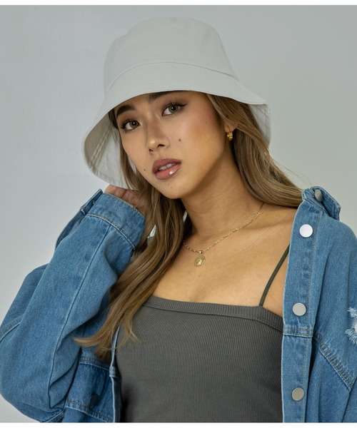 ANAP(アナップ)の「シンプルバケットハット(ハット・レディース・ホワイト/ブラック・FREE)」の7枚目の写真