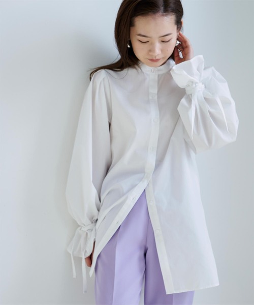 titivate（ティティベイト）の「前後2way袖ﾘﾎﾞﾝﾌﾞﾗｳｽ（シャツ/ブラウス・レディース・イエロー/ブラック/オフホワイト・M）」の2枚目の写真