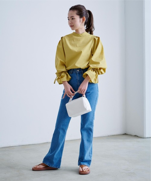 titivate（ティティベイト）の「前後2way袖ﾘﾎﾞﾝﾌﾞﾗｳｽ（シャツ/ブラウス・レディース・イエロー/ブラック/オフホワイト・M）」の10枚目の写真