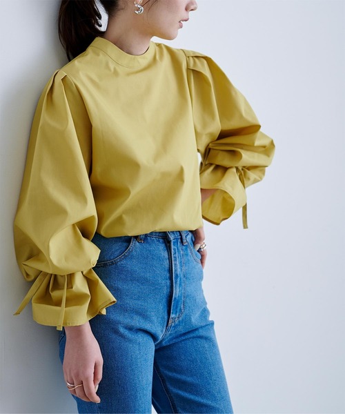 titivate（ティティベイト）の「前後2way袖ﾘﾎﾞﾝﾌﾞﾗｳｽ（シャツ/ブラウス・レディース・イエロー/ブラック/オフホワイト・M）」の11枚目の写真