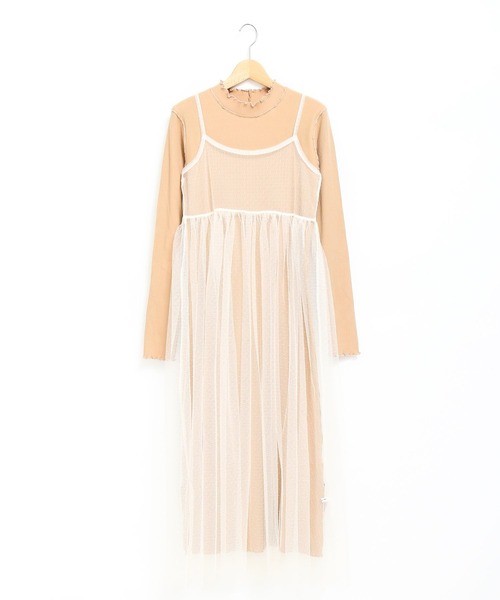 AS KNOW AS PINKY（アズノゥアズピンキー）の「重ねドリーミーセットワンピース（ワンピース・レディース・ブラック/ベージュ/ブルー・FREE）」の2枚目の写真