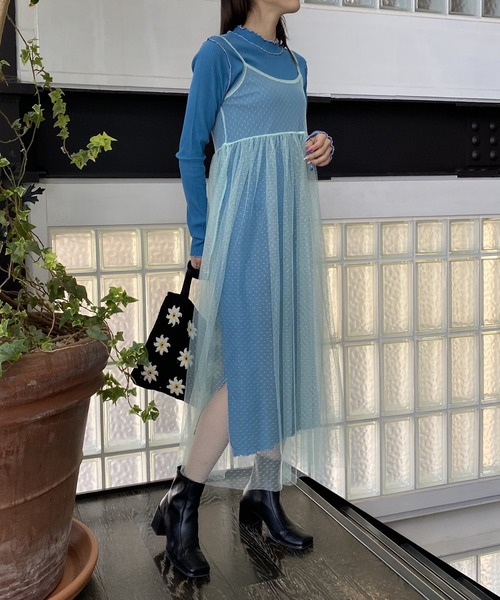 AS KNOW AS PINKY（アズノゥアズピンキー）の「重ねドリーミーセットワンピース（ワンピース・レディース・ブラック/ベージュ/ブルー・FREE）」の4枚目の写真