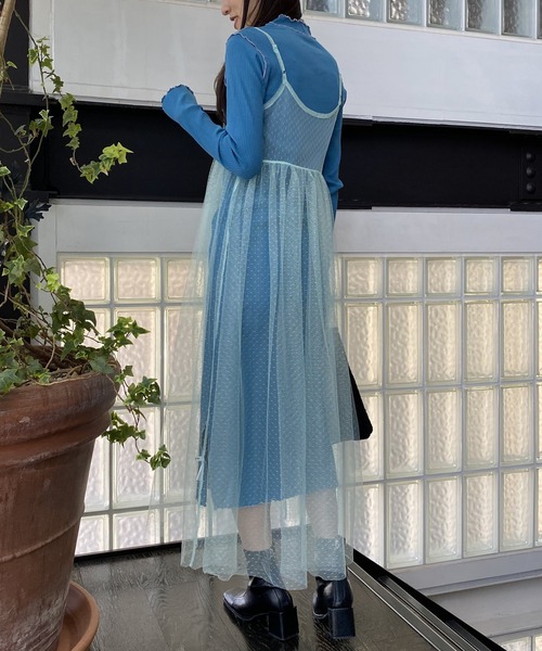 AS KNOW AS PINKY（アズノゥアズピンキー）の「重ねドリーミーセットワンピース（ワンピース・レディース・ブラック/ベージュ/ブルー・FREE）」の5枚目の写真