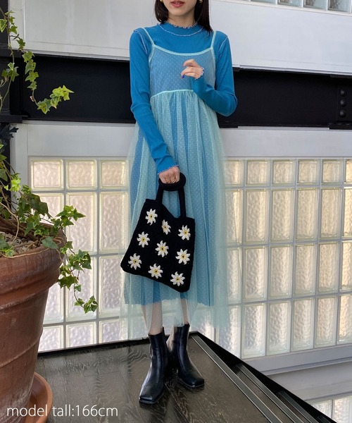 AS KNOW AS PINKY（アズノゥアズピンキー）の「重ねドリーミーセットワンピース（ワンピース・レディース・ブラック/ベージュ/ブルー・FREE）」の6枚目の写真