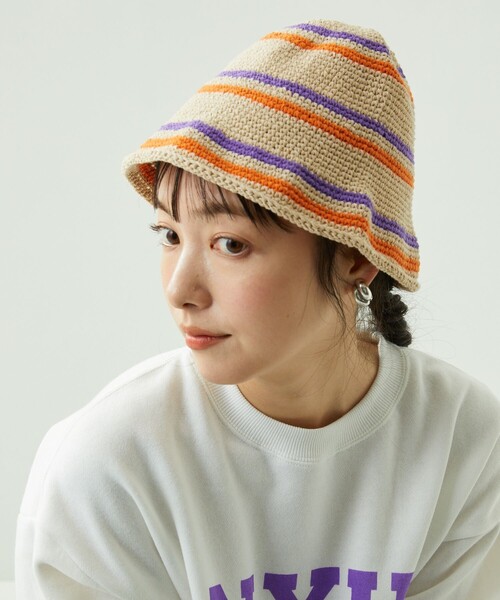 FREAK'S STORE(フリークスストア)の「cie/シー crochet line hat/クロシェラインハット(ハット・レディース・オフホワイト/ブラウン/ピンク・ONE SIZE)」の1枚目の写真