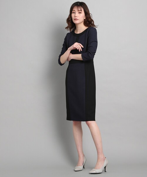 qung タイトワンピース COUP DE CHANCE（クードシャンス）の「◇【洗える/日本製】配色