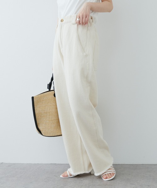 PUAL CE CIN（ピュアルセシン）の「ルーズカツラギＪＡＰＡＮデニムパンツ（デニムパンツ・レディース・ナチュラル/ホワイト/インディゴブルー・FREE）」の2枚目の写真