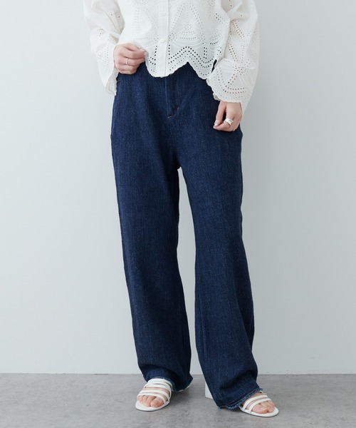 PUAL CE CIN（ピュアルセシン）の「ルーズカツラギＪＡＰＡＮデニムパンツ（デニムパンツ・レディース・ナチュラル/ホワイト/インディゴブルー・FREE）」の3枚目の写真