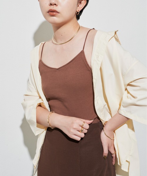 Aunt Marie's（アントマリーズ）の「カップ付リブキャミソール（キャミソール・レディース・ホワイト/ブラック/ベージュ/ブラウン/オレンジ・FREE）」の3枚目の写真