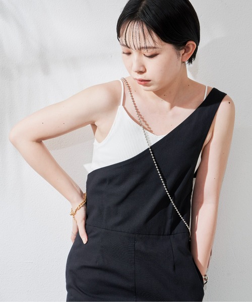 Aunt Marie's（アントマリーズ）の「カップ付リブキャミソール（キャミソール・レディース・ホワイト/ブラック/ベージュ/ブラウン/オレンジ・FREE）」の2枚目の写真