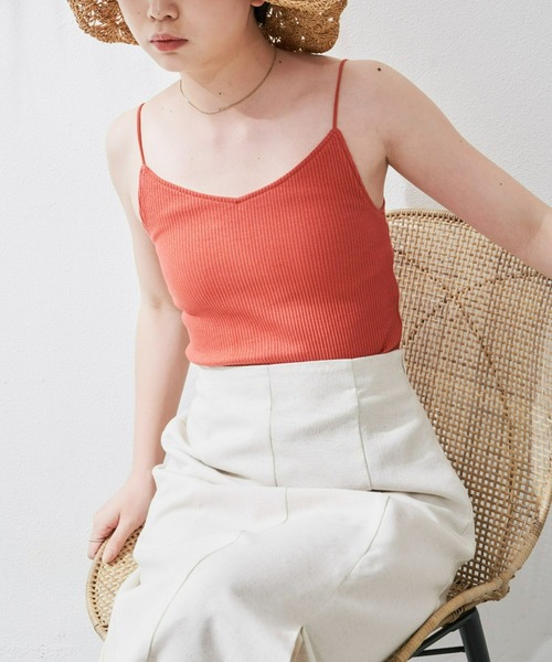 Aunt Marie's（アントマリーズ）の「カップ付リブキャミソール（キャミソール・レディース・ホワイト/ブラック/ベージュ/ブラウン/オレンジ・FREE）」の5枚目の写真