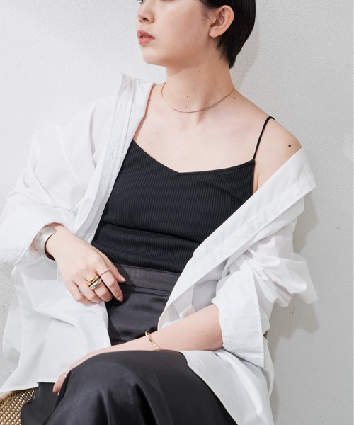 Aunt Marie's（アントマリーズ）の「カップ付リブキャミソール（キャミソール・レディース・ホワイト/ブラック/ベージュ/ブラウン/オレンジ・FREE）」の6枚目の写真