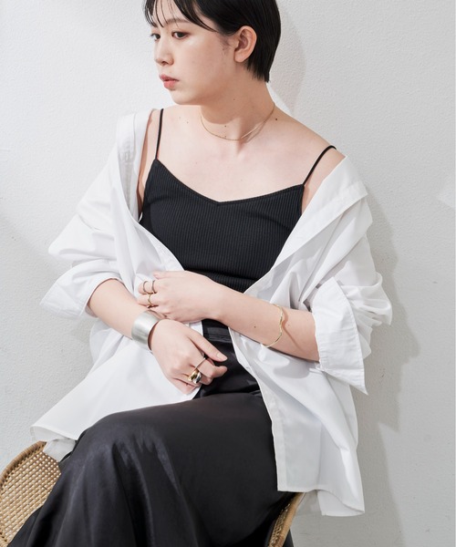 Aunt Marie's（アントマリーズ）の「カップ付リブキャミソール（キャミソール・レディース・ホワイト/ブラック/ベージュ/ブラウン/オレンジ・FREE）」の8枚目の写真