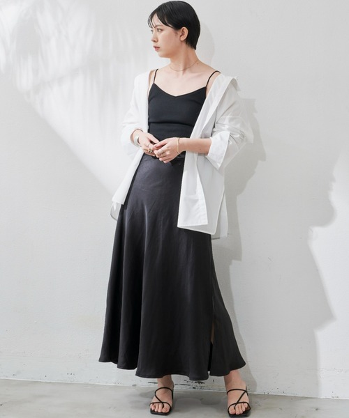 Aunt Marie's（アントマリーズ）の「カップ付リブキャミソール（キャミソール・レディース・ホワイト/ブラック/ベージュ/ブラウン/オレンジ・FREE）」の12枚目の写真