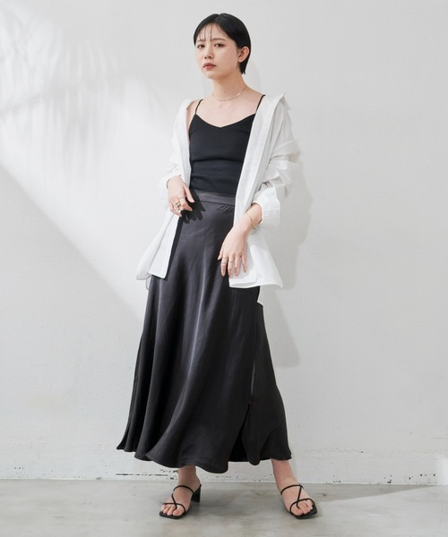 Aunt Marie's（アントマリーズ）の「カップ付リブキャミソール（キャミソール・レディース・ホワイト/ブラック/ベージュ/ブラウン/オレンジ・FREE）」の14枚目の写真