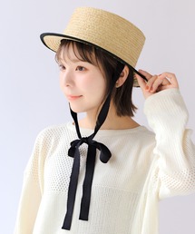 14+ | ラフィアブレードリボン付きカンカン帽(ハット)