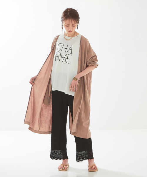 abahouse mavie（アバハウスマヴィ）の「レーヨンリネントッパー（ステンカラーコート・レディース・ブラック/ベージュ/ピンク/グリーン・フリー）」の3枚目の写真