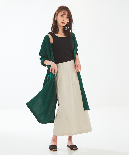 abahouse mavie（アバハウスマヴィ）の「レーヨンリネントッパー（ステンカラーコート・レディース・ブラック/ベージュ/ピンク/グリーン・フリー）」の4枚目の写真