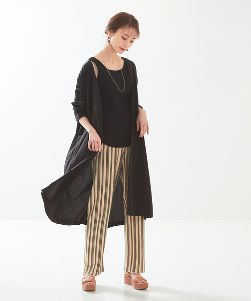 abahouse mavie（アバハウスマヴィ）の「レーヨンリネントッパー（ステンカラーコート・レディース・ブラック/ベージュ/ピンク/グリーン・フリー）」の2枚目の写真