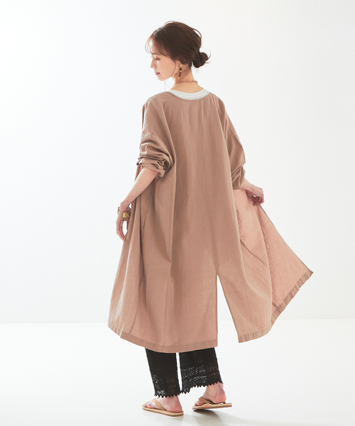 abahouse mavie（アバハウスマヴィ）の「レーヨンリネントッパー（ステンカラーコート・レディース・ブラック/ベージュ/ピンク/グリーン・フリー）」の7枚目の写真