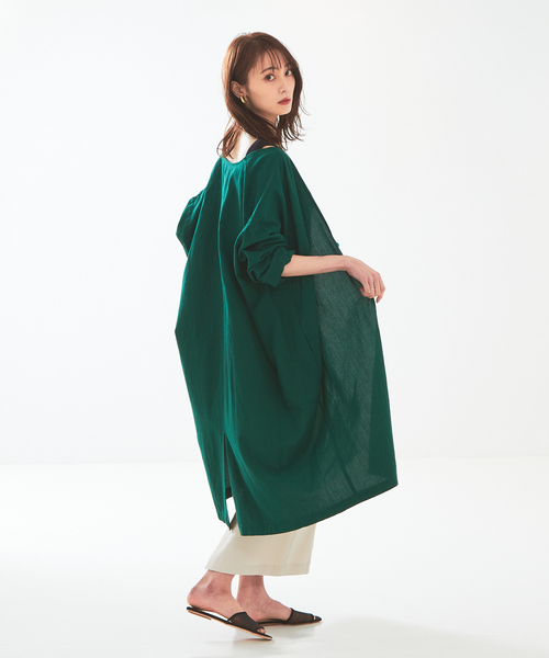 abahouse mavie（アバハウスマヴィ）の「レーヨンリネントッパー（ステンカラーコート・レディース・ブラック/ベージュ/ピンク/グリーン・フリー）」の11枚目の写真