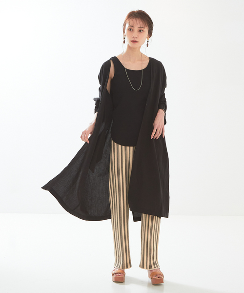 abahouse mavie（アバハウスマヴィ）の「レーヨンリネントッパー（ステンカラーコート・レディース・ブラック/ベージュ/ピンク/グリーン・フリー）」の13枚目の写真