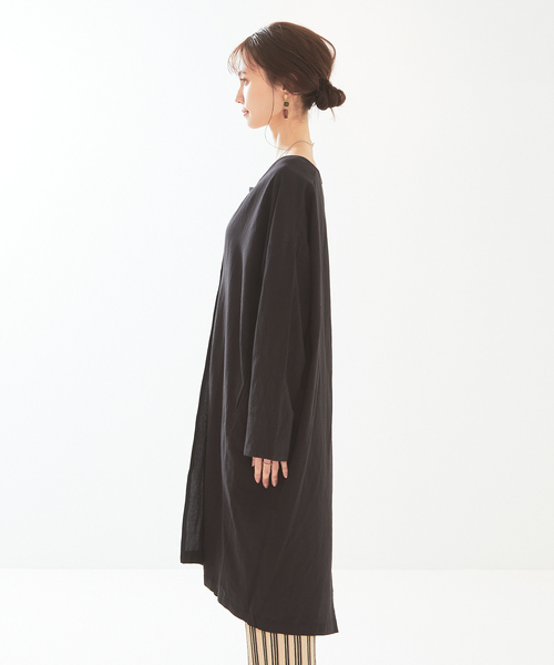 abahouse mavie（アバハウスマヴィ）の「レーヨンリネントッパー（ステンカラーコート・レディース・ブラック/ベージュ/ピンク/グリーン・フリー）」の14枚目の写真