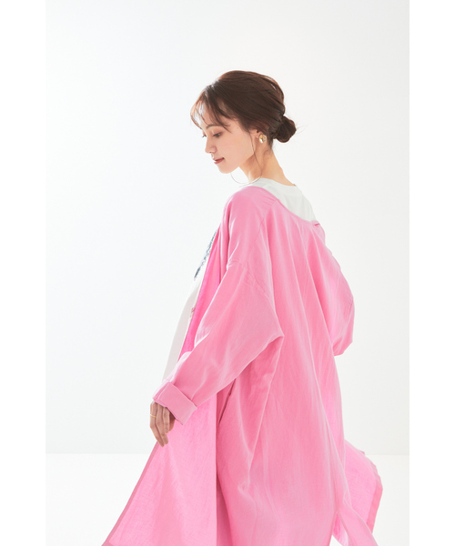 abahouse mavie（アバハウスマヴィ）の「レーヨンリネントッパー（ステンカラーコート・レディース・ブラック/ベージュ/ピンク/グリーン・フリー）」の21枚目の写真